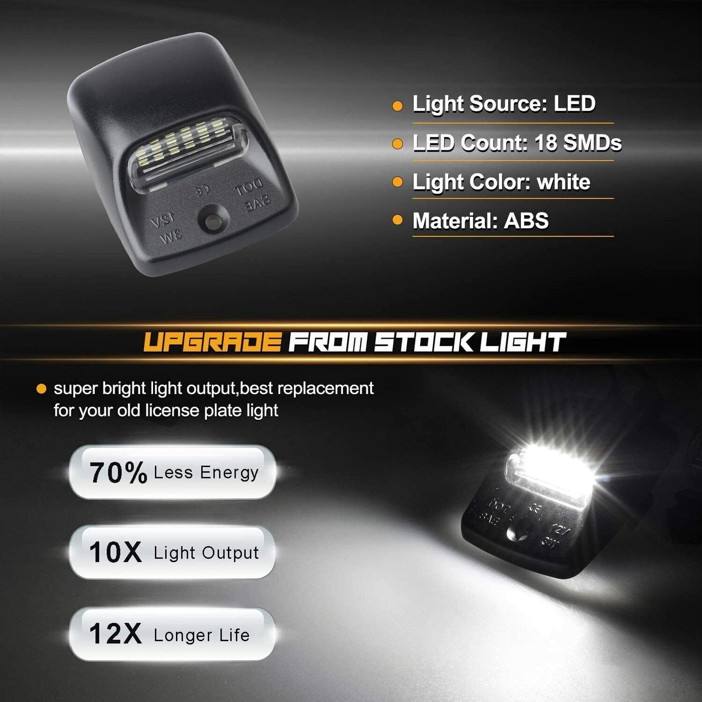 White LED Tag License Plate Light Bulbs Assembly Kit