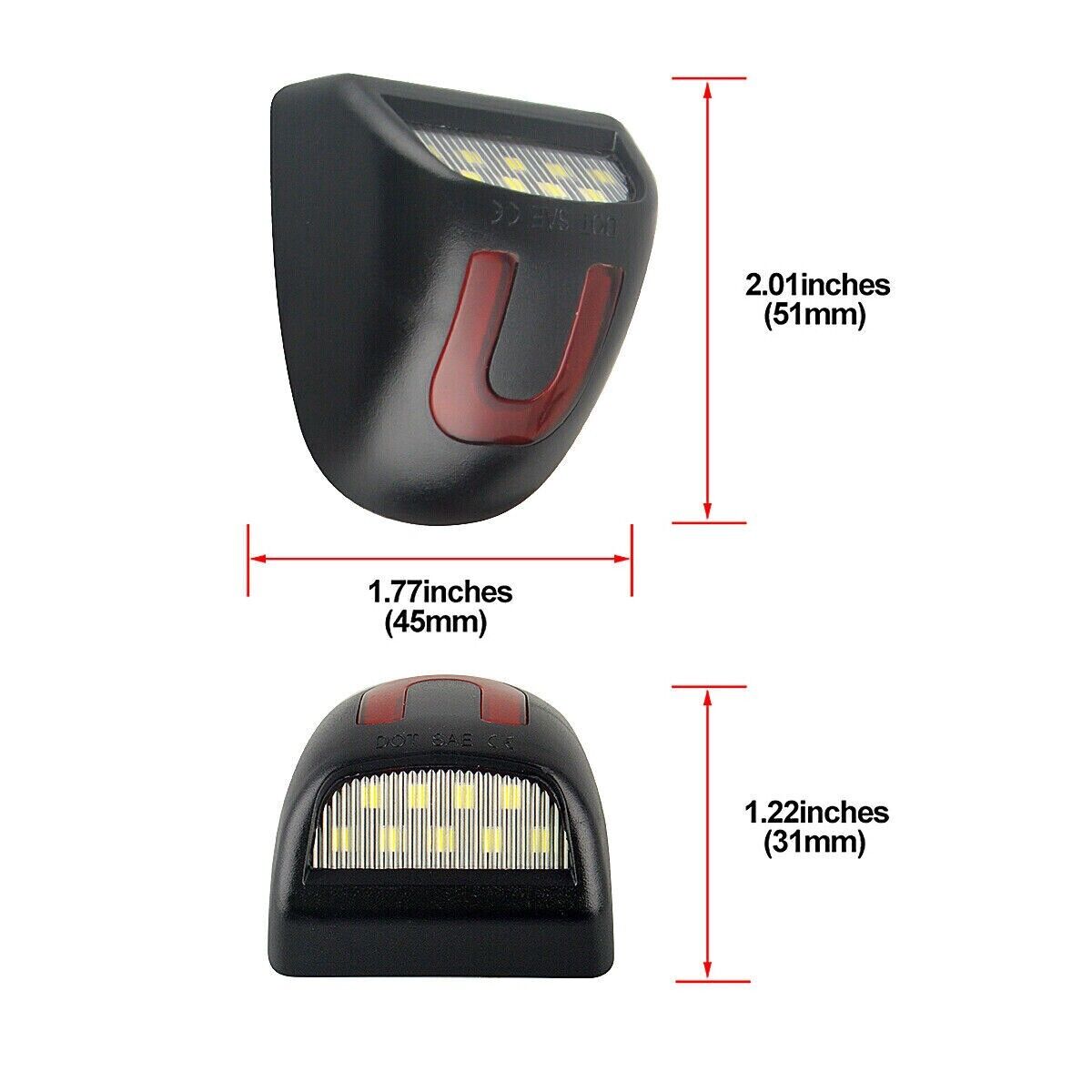 2X LED License Plate Light Red DRL Tube Lamp For Silverado GMC Sierra 1500 2500