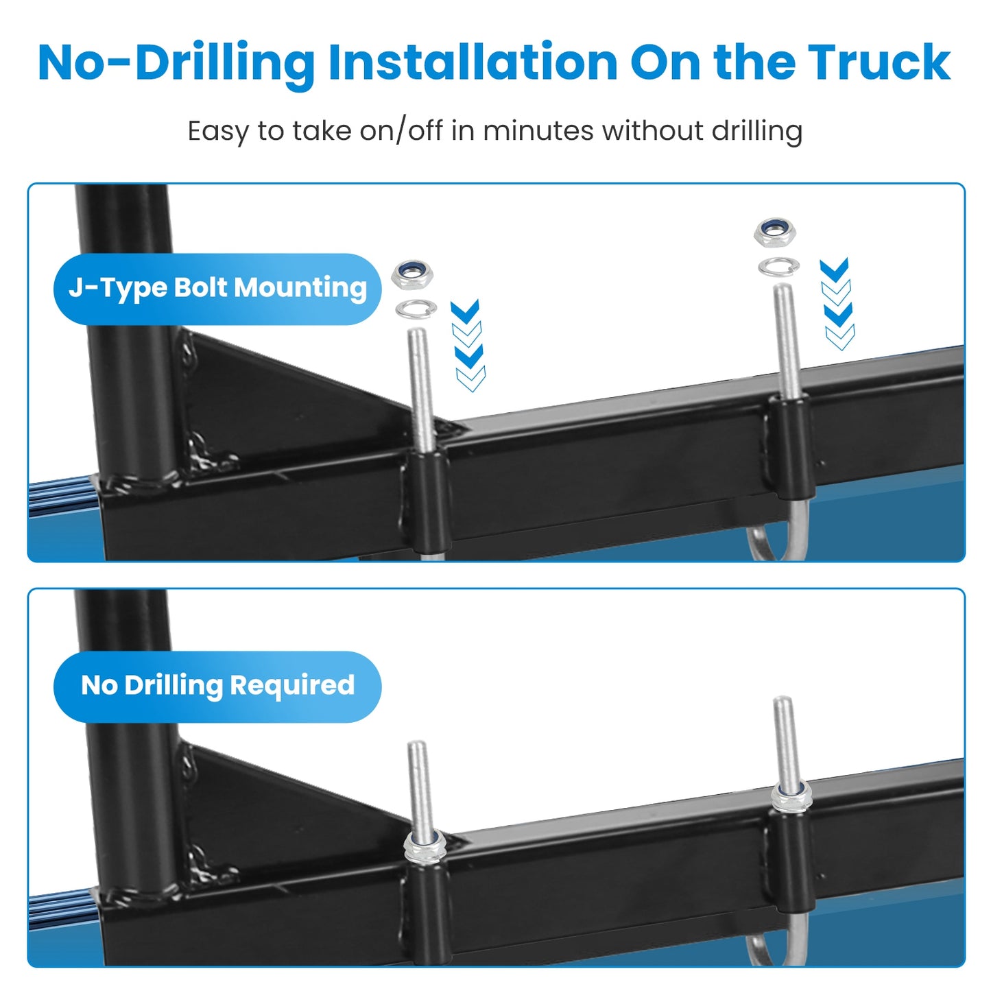 1Pair Extendable Truck Ladder Rack Non-Drilling Pick-up Truck Bed Utility Rack Adjustable Steel Truck Rack With 800LBS Capacity For 47.2-72.8in Wide Truck Bed For Kayak Surfboard