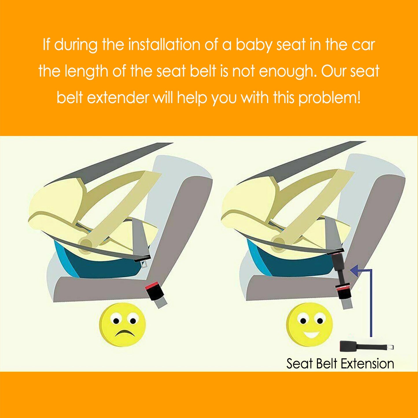 2Pcs Car Seat Belt Extender 9in Buckle Tongue Webbing Extension Safety Belt Auto Belt Clip Lengthening