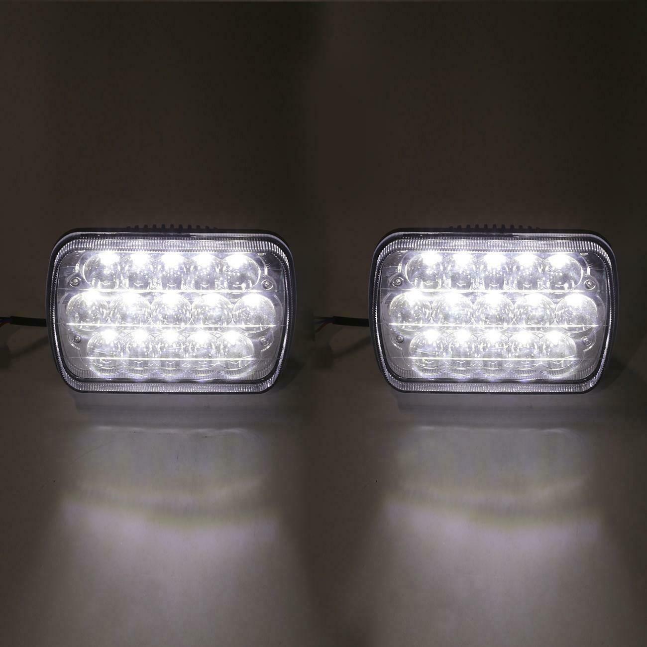 2Pcs 7x6  LED Headlight Headlamp Sealed Beam DRL For Wrangler JK TJ CJ LJ