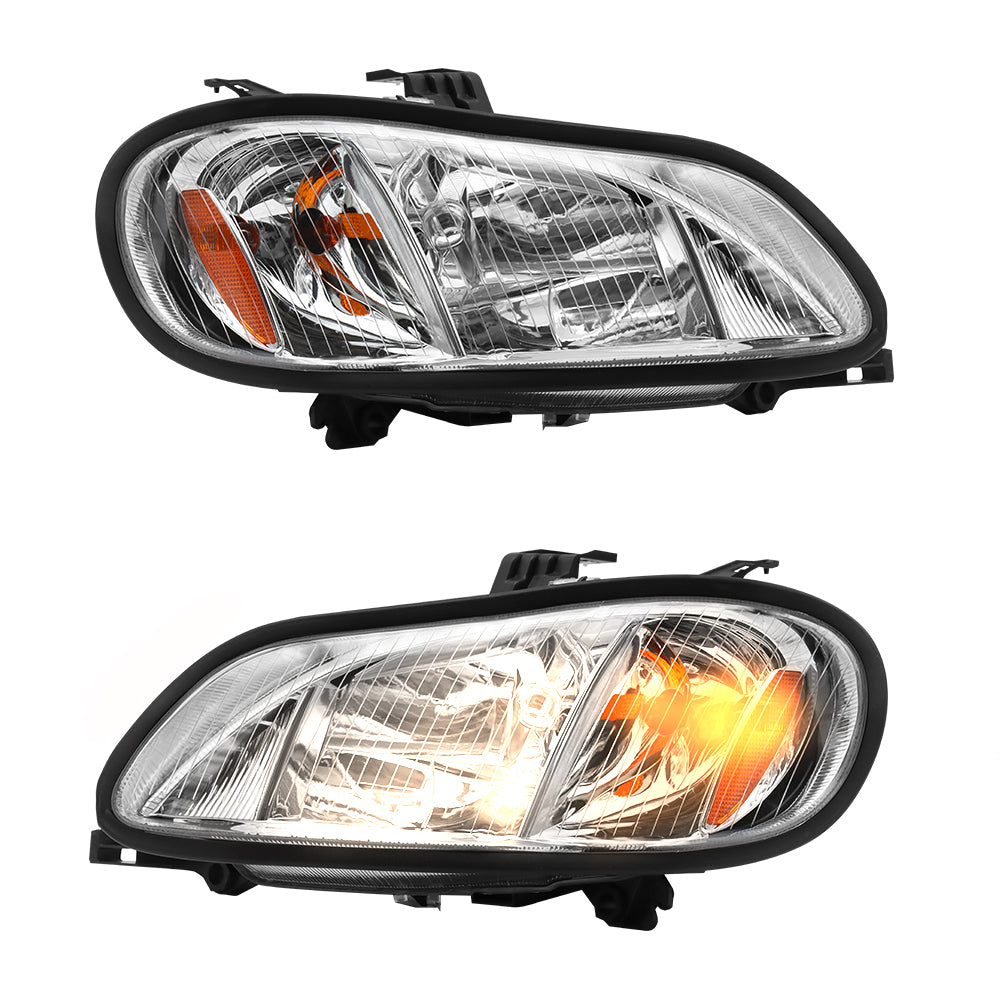 Compatible With Freightliner M2 2004-2013 Headlight Assembly Chrome Pair
