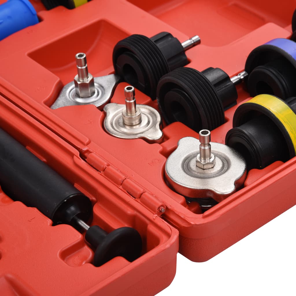 pressure testing device for cooling systems & radiator caps, 18-piece set.