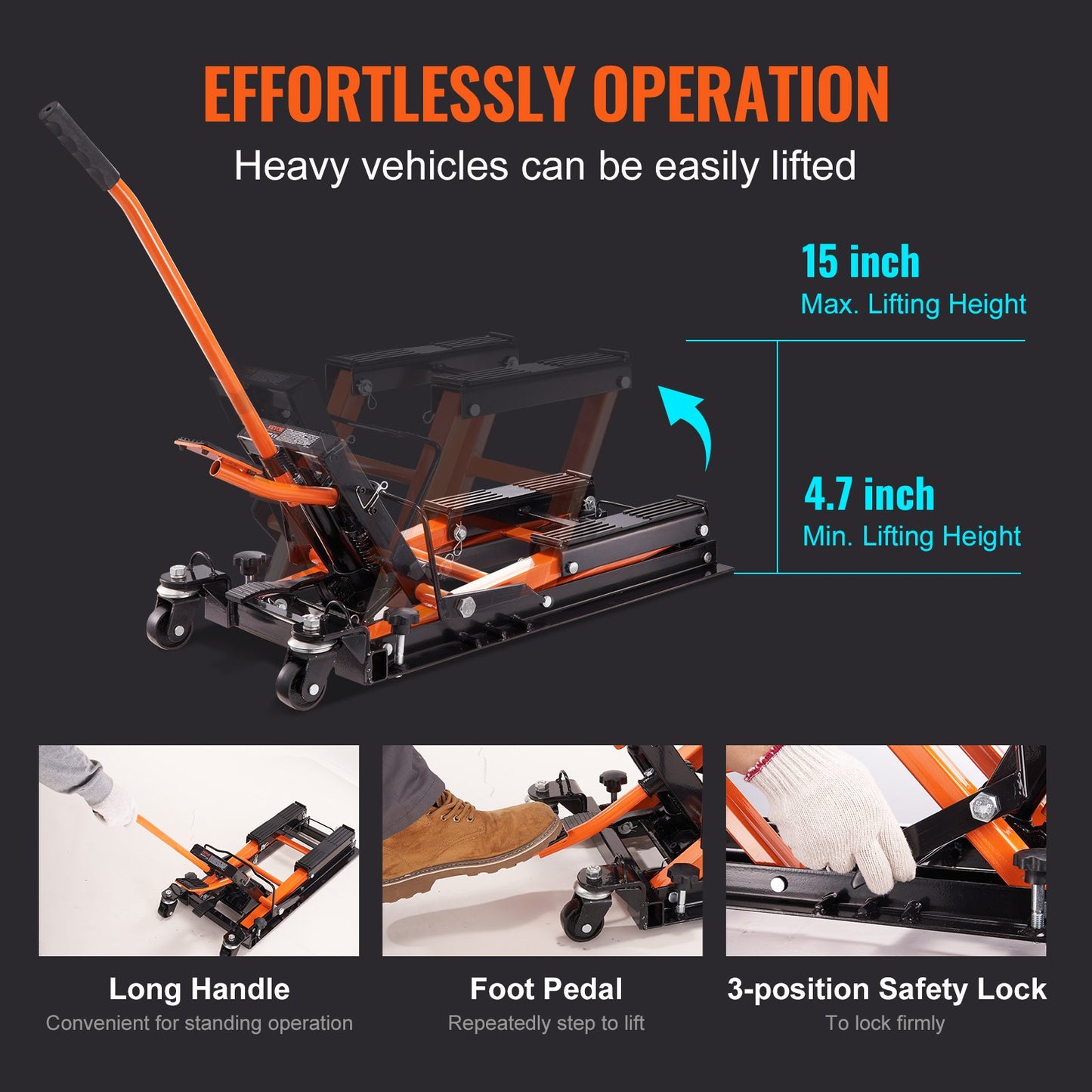 Motorcycle Hydraulic PumpJack 680.4 Kg ATV Dirt Bike Stand