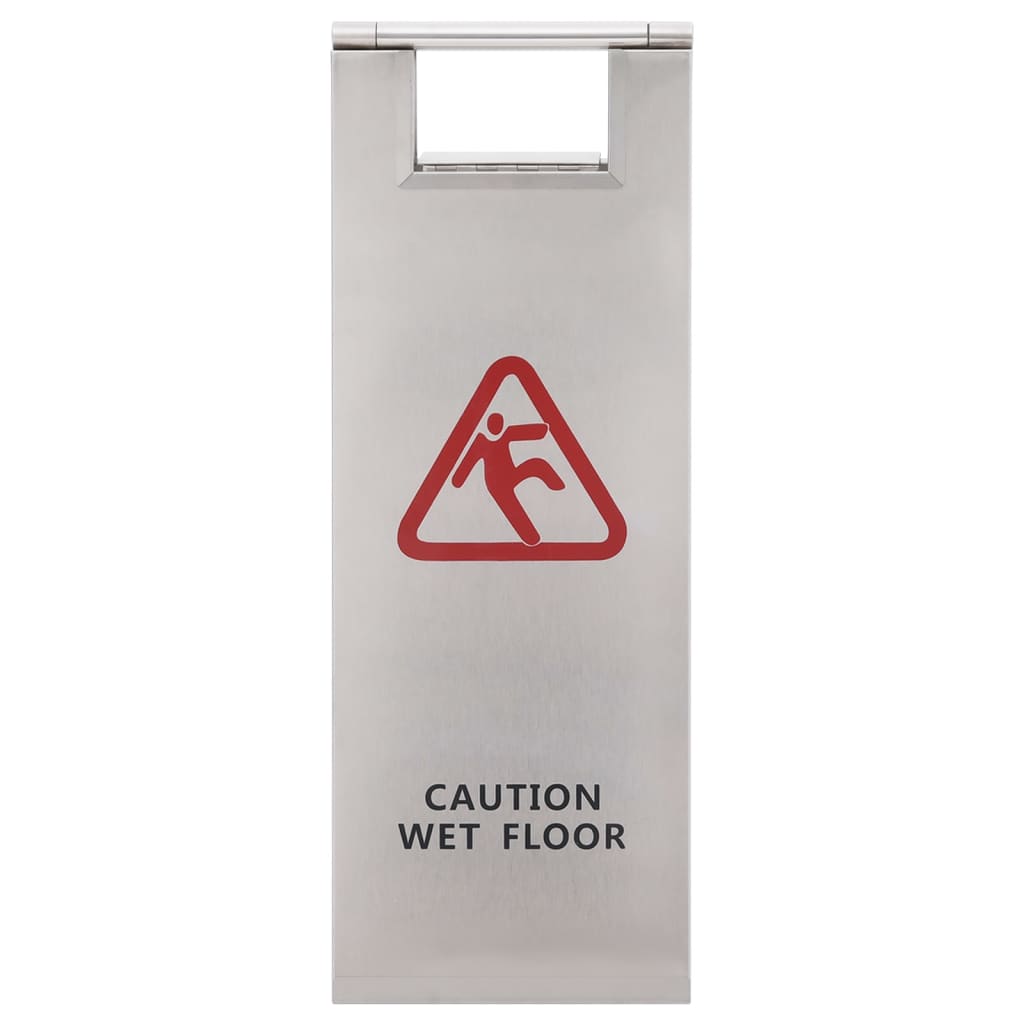 Warning Sign, Foldable, Caution: Slippery Surface, Stainless Steel
