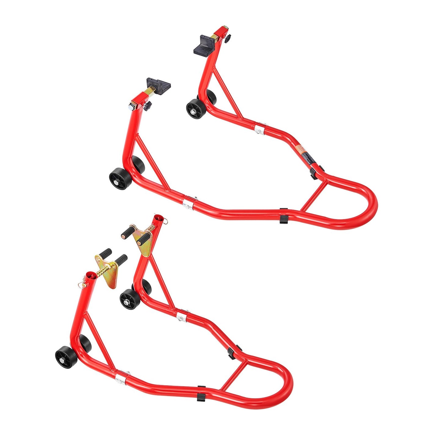Motorcycle Stand Lift, 850lbs Capacity Front Rear Combo Stand Lift, Front Wheel Dual-Fork Stand, Rear U,L Fork Swingarm Spool Stand, For MostYamaha HondaKawasaki SuzukiMotorcycles, Red