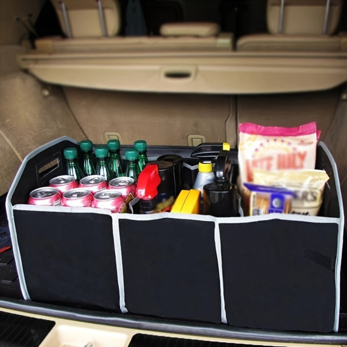 Multi-pocket car boot organiser with lid - image 6