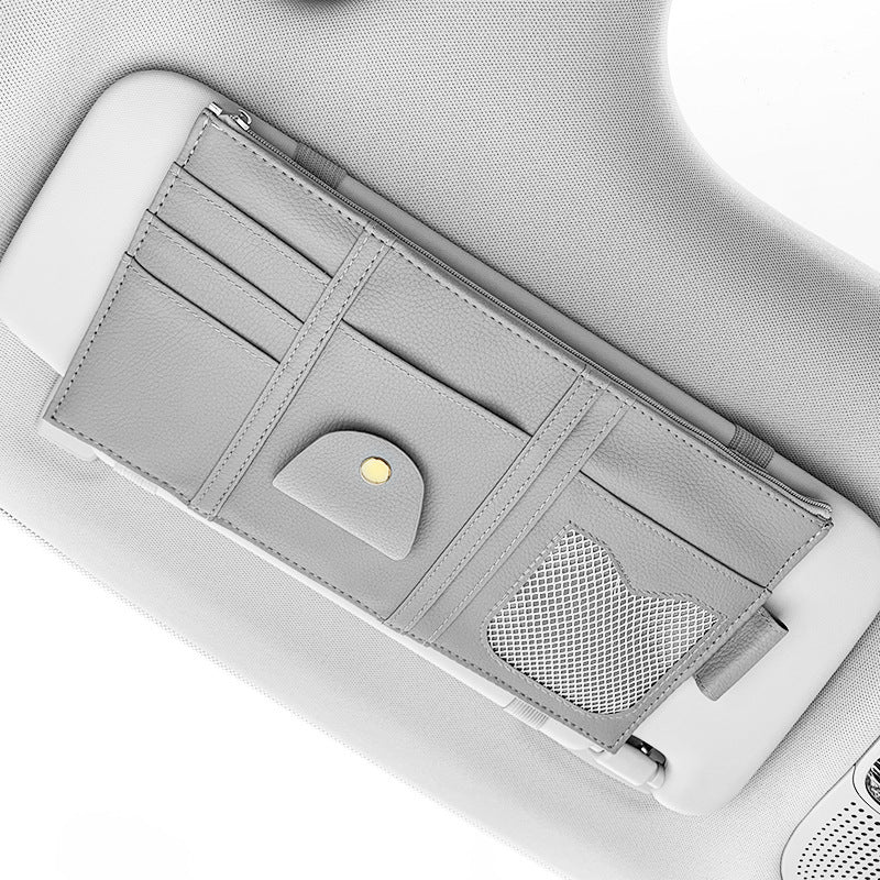 Leather-look sun visor organiser