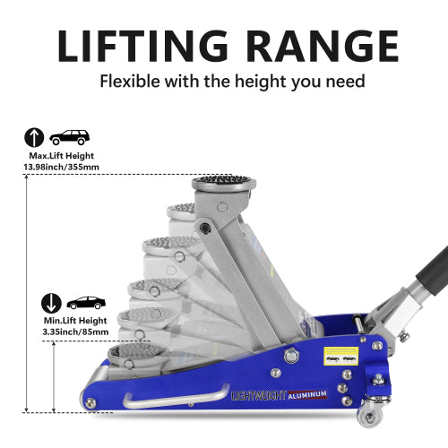 Hydraulic Low Profile Aluminium Steel Racing Floor Jack With Twin Piston Quick Lift Pump With 1.5 Ton Capacity Unavailable Platforms- Welfel , Temu