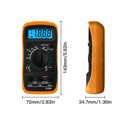Digital Multimeter – DC/AC Voltage, Current & Resistance Tester - Orange