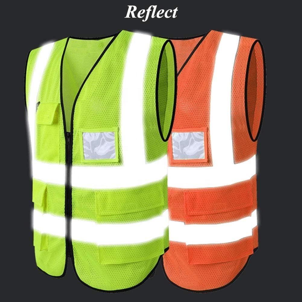 Mesh hi-vis vest with pockets, green or orange