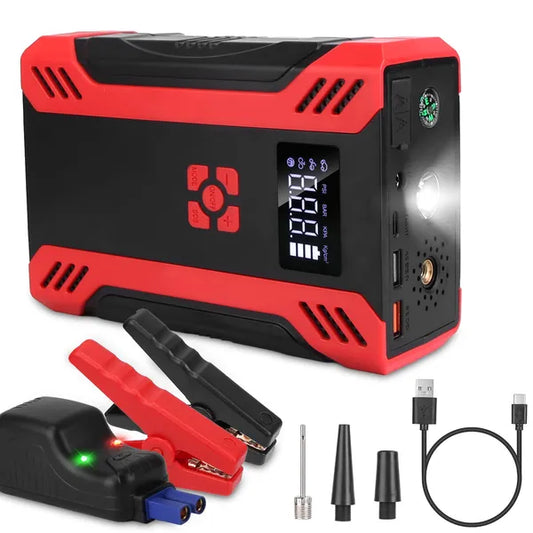 Car Jump Starter With Air Compressor Portable Car Battery Booster With Digital Tire Inflator With 2000mAh Peak Current For 12V Car 6.5L Gas Or 4.0L Diesel Engines