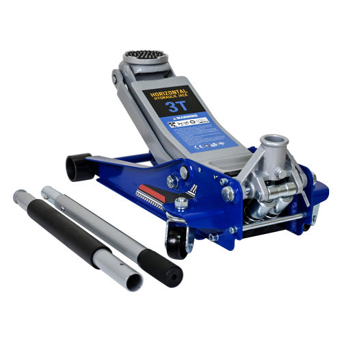 Low-Position Steel Vehicle Floor-mounted Hydraulic Jack With Dual-piston Quick-lift Pump, 3-Ton  6,600 Lb Capacity.