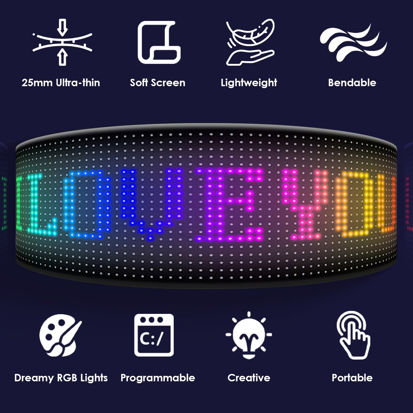 2Pack 16x96 Matrix Devil Eyes Lights For Car Ultra-thin Programmable LED Car Signs With APP Remote Control DIY Design Text Patterns Animations