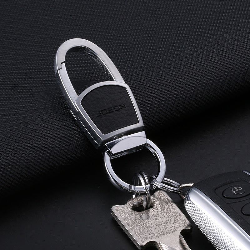 Metal chain car keyring – silver keyring attached to a car key