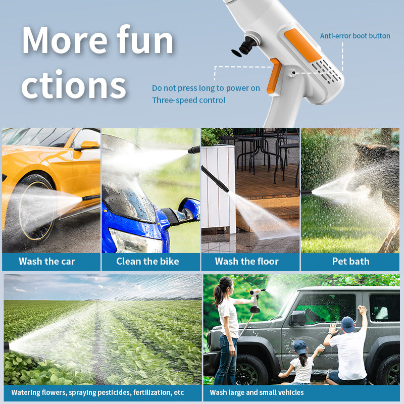 Cordless High-Pressure Water Gun,21V Lithium Battery148w Power Portable Car Wash-Garden-Outdoor Cleaning