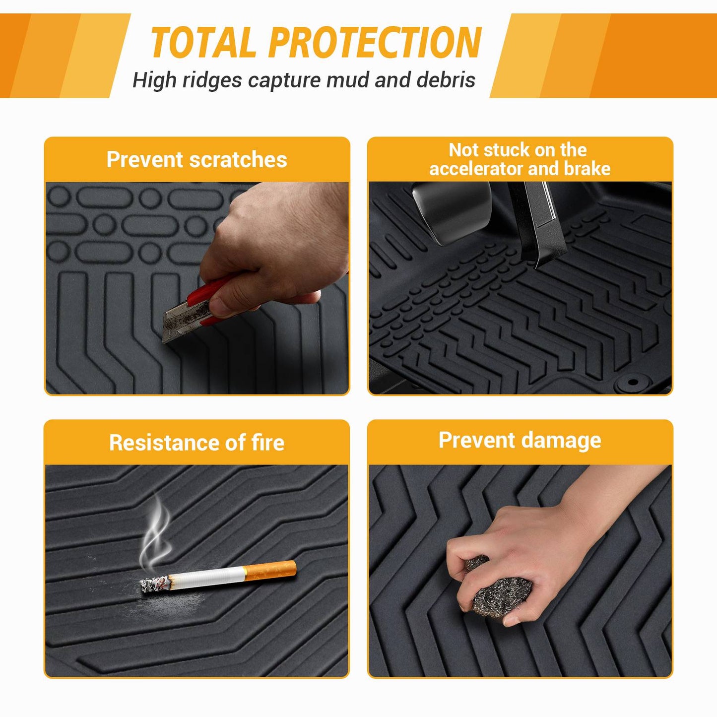 All Weather Car Floor Mats For 2014-2021 Tundra Double Cab Crew Max Cab