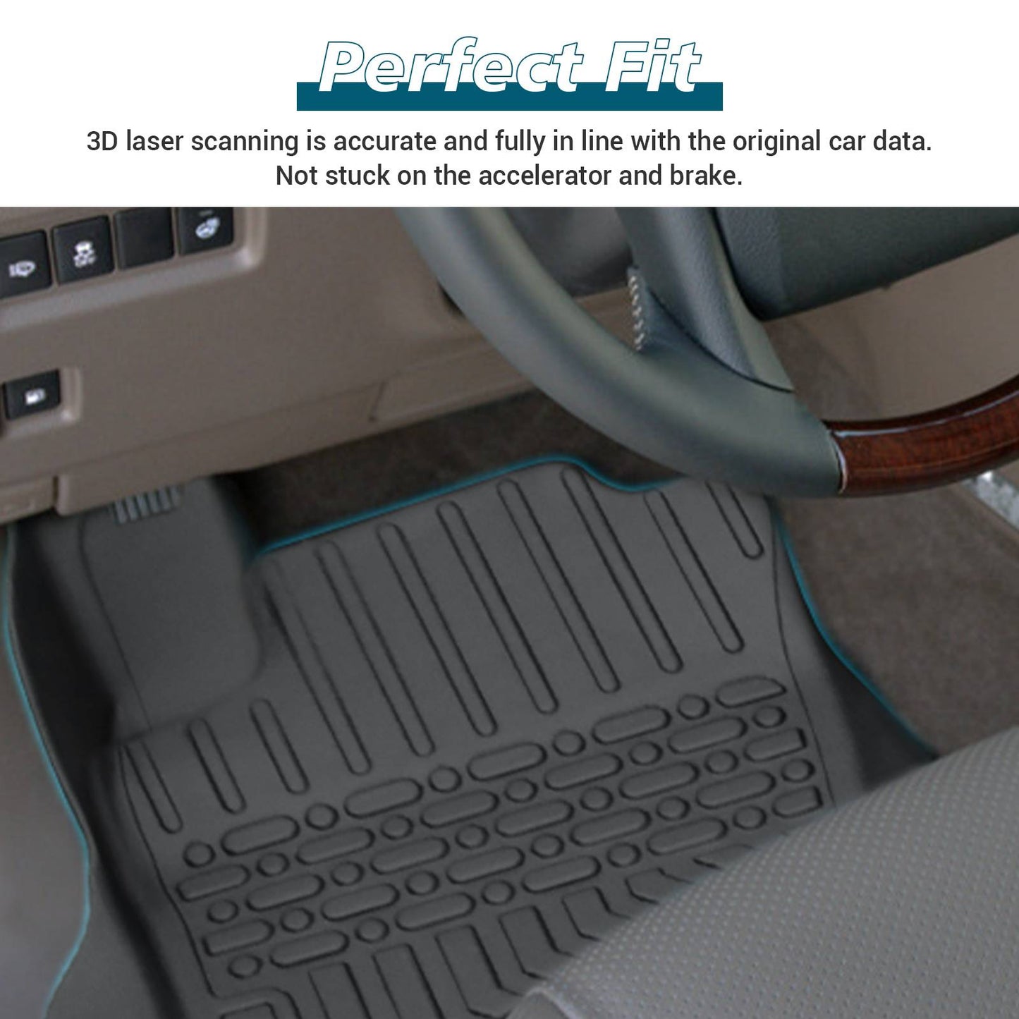 TPE Rubber Car Floor Mats All-Weather Black For 14-22 Lexus GX460 & 14-23 4Runner