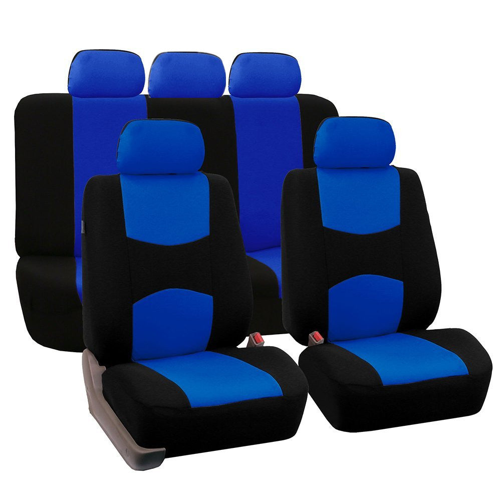 Universal car seat cover set, 5 seats – blue and black seat covers for full five-seat set