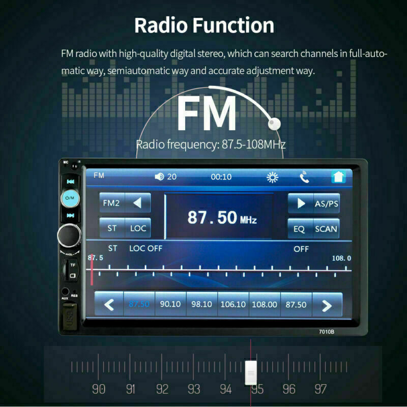 AUX Car MP5 Player  Double 2DIN Bluetooth Touch Screen Stereo Radio USB Camera