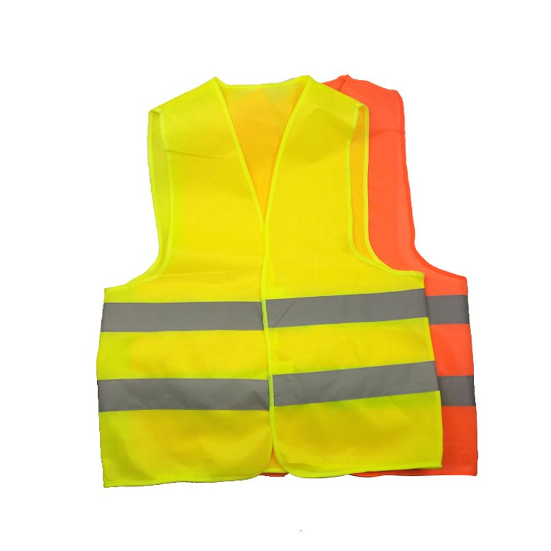 High-visibility yellow reflective safety vest – yellow and orange vests side by side