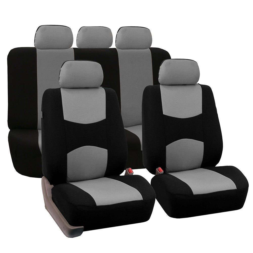Universal car seat cover set, 5 seats – grey and black seat covers for full five-seat set