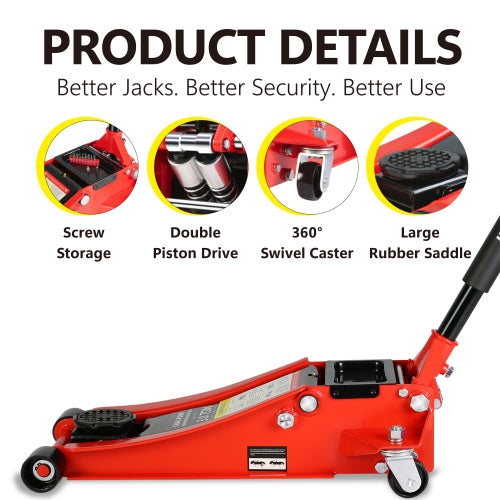 Hydraulic Low Profile Steel Racing Floor Jack With 3 Ton Capacity And Lift Range 3.3 Inches-18.5 Inches Unavailable Platforms- Welfel Temu