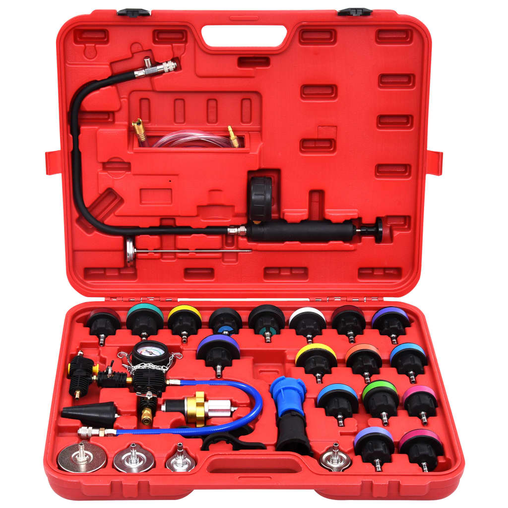 28-piece pressure tester for cooling system & radiator cap