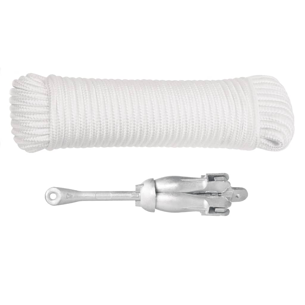 Folding Anchor with Rope Silver Malleable Cast Iron   Folding Anchor