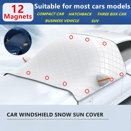 12 Magnetic Car Windscreen Windshield Frost Ice Snow Cover Window Mirror Protector With Hook