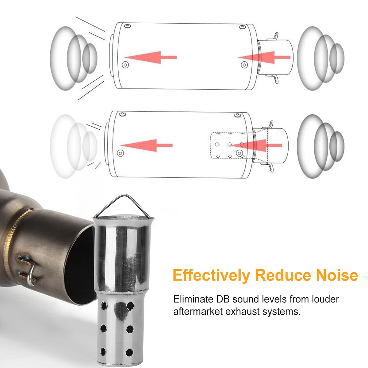1Pc Pipe Silencer Muffler 51MM 2IN Exhaust Pipe Noise Sound Eliminator Motorcycle DB Killer
