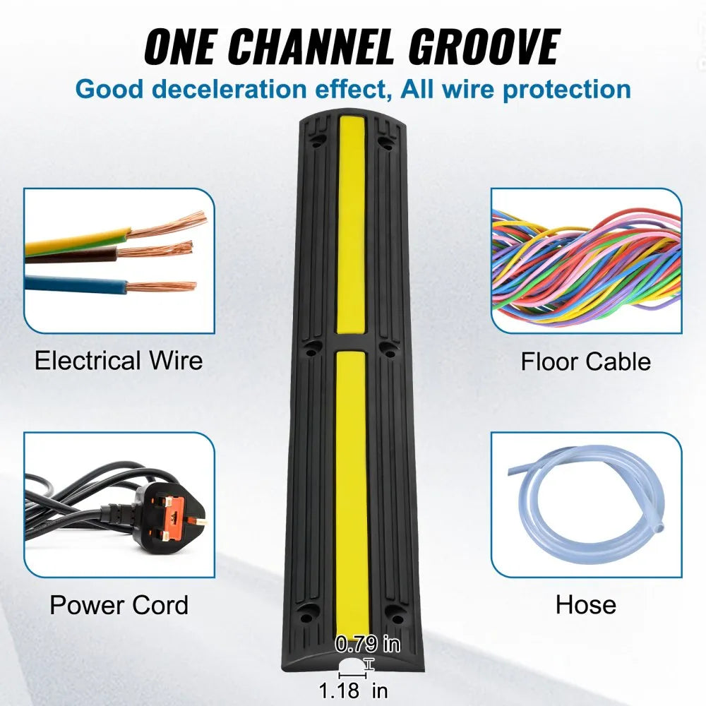 4 PCs 39'' Cable Protector Ramp 18000 Lbs Speed Bump Floor Cable Protector