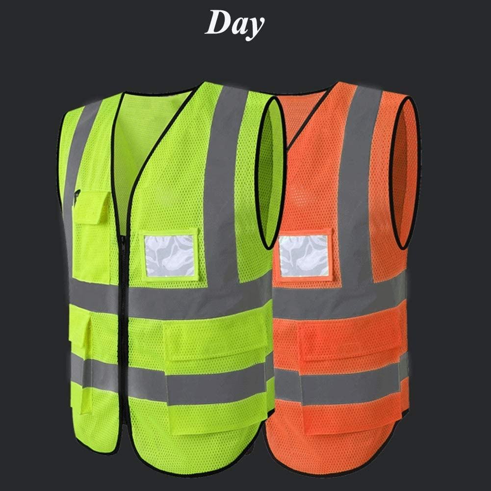 Mesh hi-vis vest with pockets, green or orange - image 2