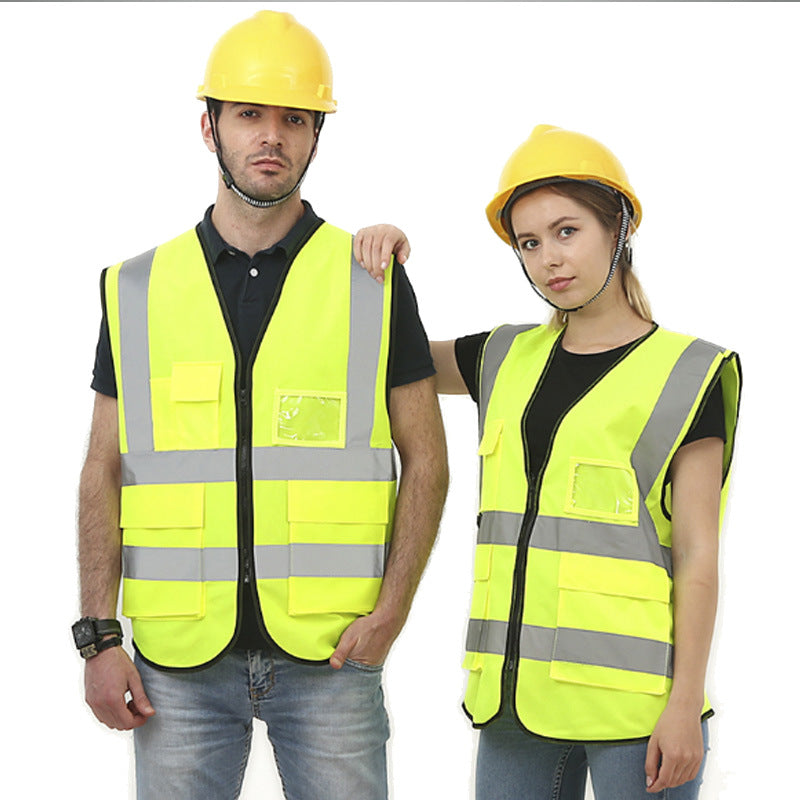 Zipped multi-pocket hi-vis vest