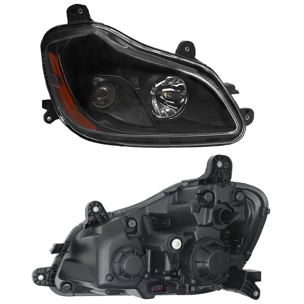Black Headlights Compatible With Kenworth T680 2013-2021 Included Bulbs Driver Side