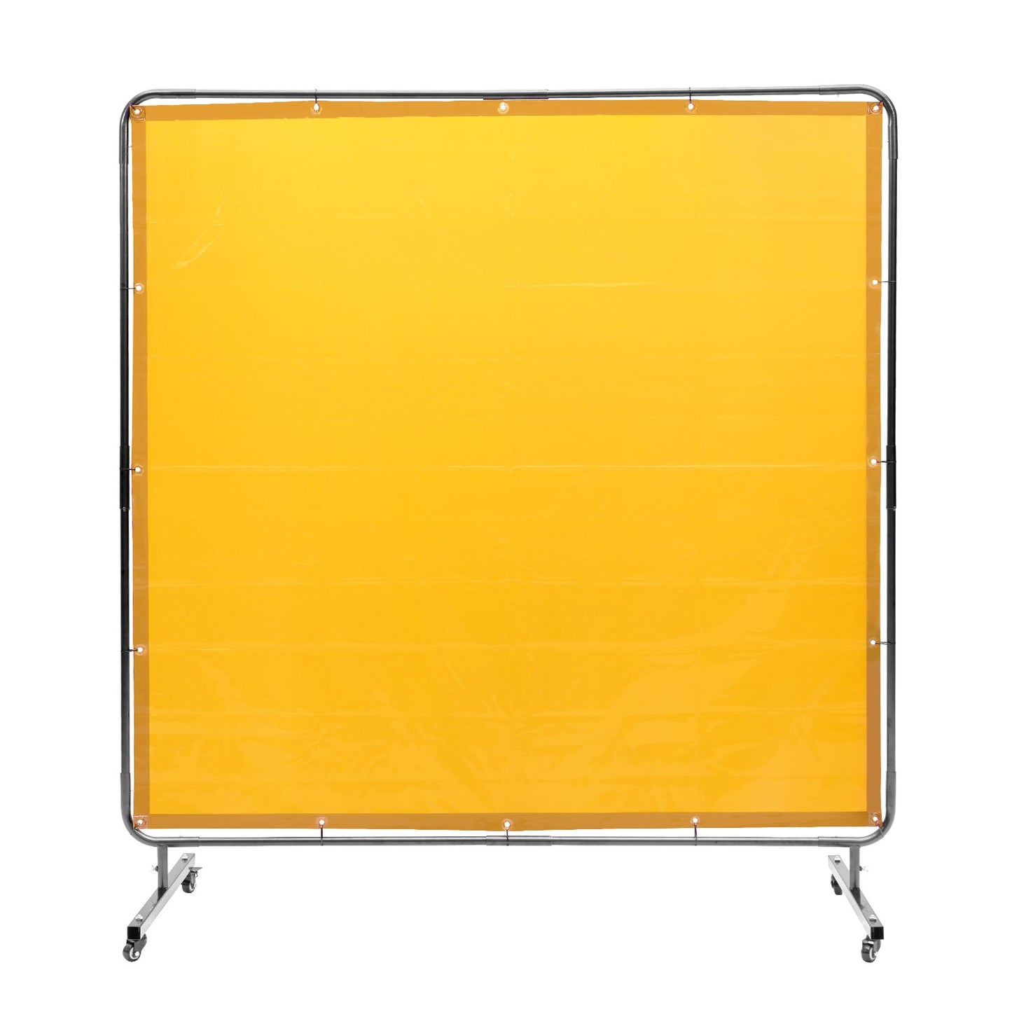 Welding Screen With Frame, 6 Feet By 6 Feet Weldin Curtain Screen, Flame-Resistant Vinyl Welding Protection Screen On 4 Swivel Wheel,2 Lockable, Moveable & Professional For Workshop,Industrial, Yellow