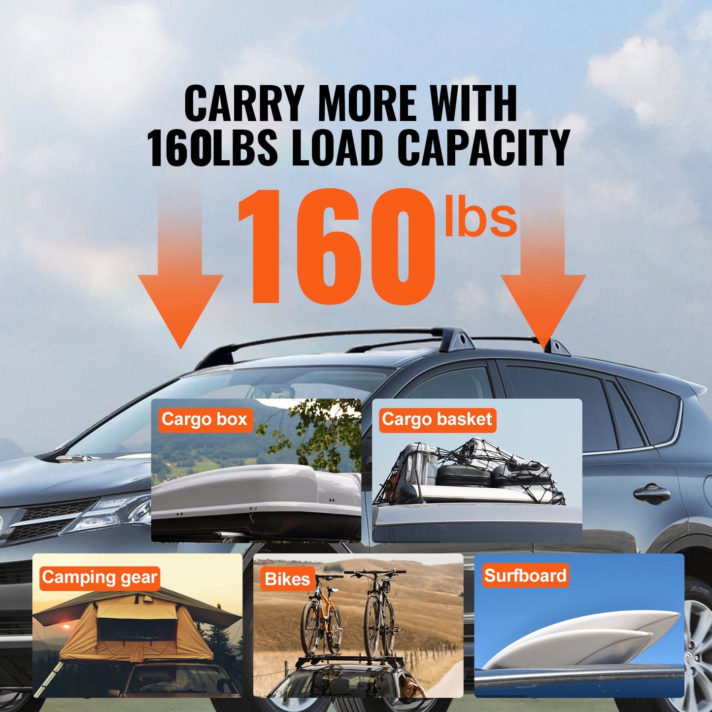 Roof Rack Cross Bars, Compatible With Toyota RAV4 2019-2023, 117.93 Kg Load Capacity, Aluminum Anti-Rust Crossbars With Locks, Rooftop Cargo Bag Luggage Carrier (Not Fit For Adventure/TRD Off-Road)