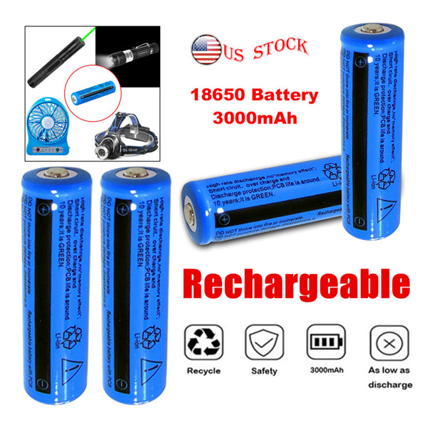4pcs 18650 Lithium Batteries 3.7V Li-ion Rechargeable Battery For Headlight Fashlight(Logistics Only For USPS.TK/TMEU Only For Self-pickup)