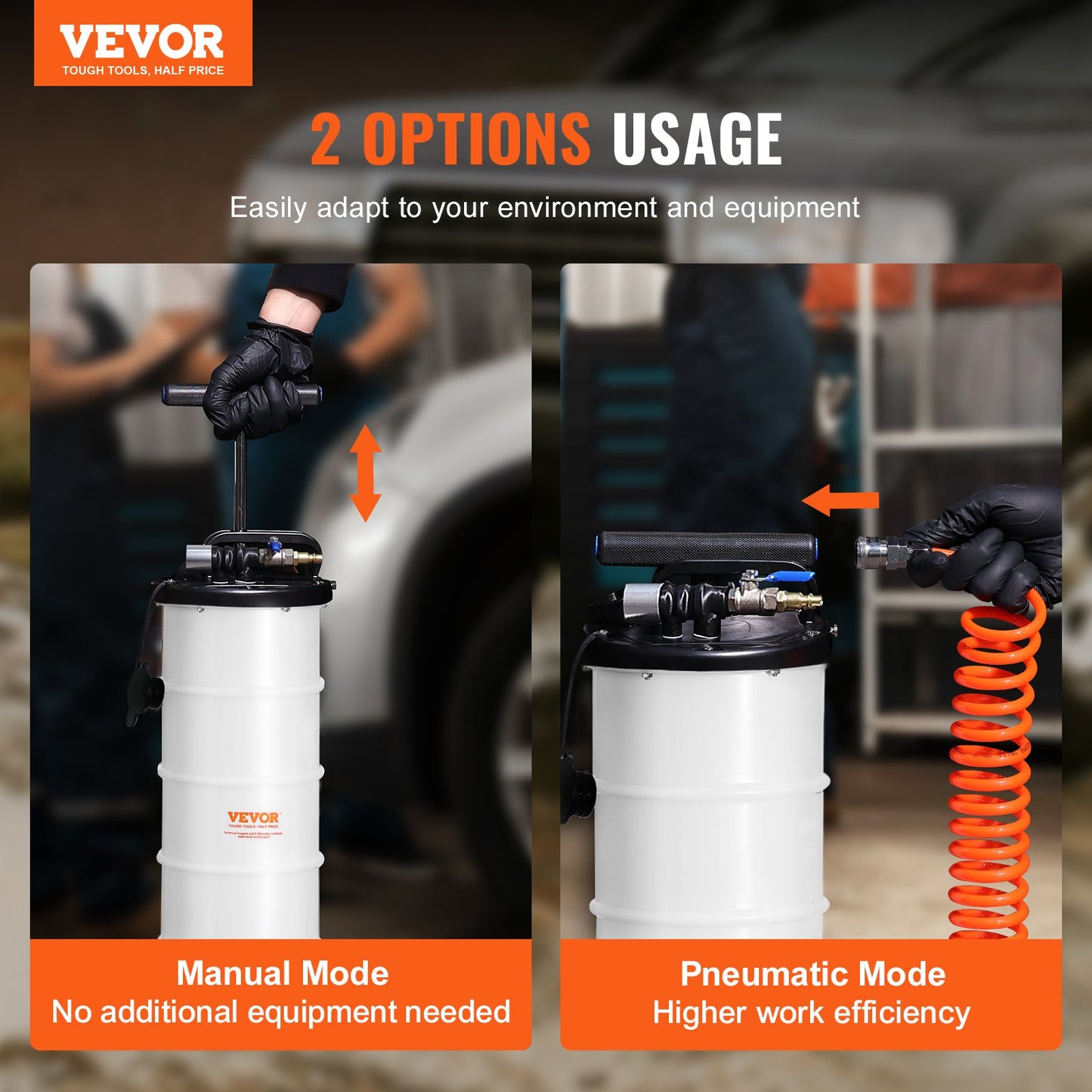 Liquid Extractor, 1.74 Gallon, Pneumatic, Manual Oil Change Vacuum Pump With Dipstick And Suction Hose, Automotive Fluid Extraction And Replacement Pump, Vacuum Suction.