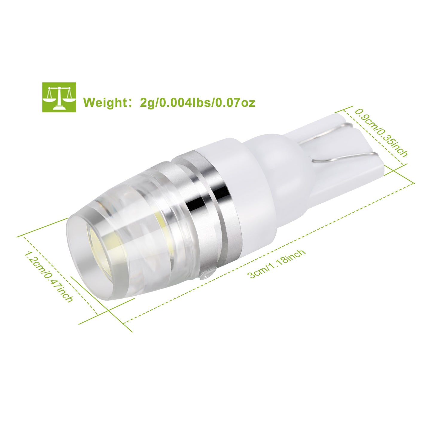 10PCS T10 LED Bulbs 194 LED Lights 12V 1W 5730 Xenon White Wedge Base LED Replacement Bulbs For License Plate Parking Position Interior Lights