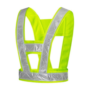 V-shaped reflective safety vest – angled side view on white background