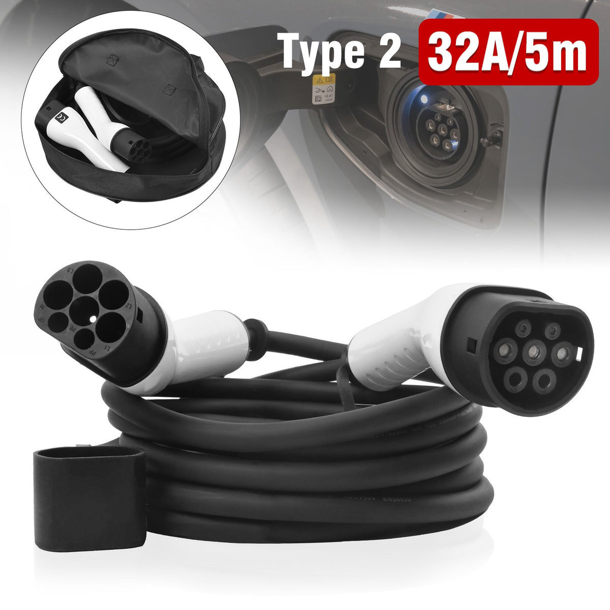 32A Type 2 to Type 2 EV Charging Cable, 5m - image 7