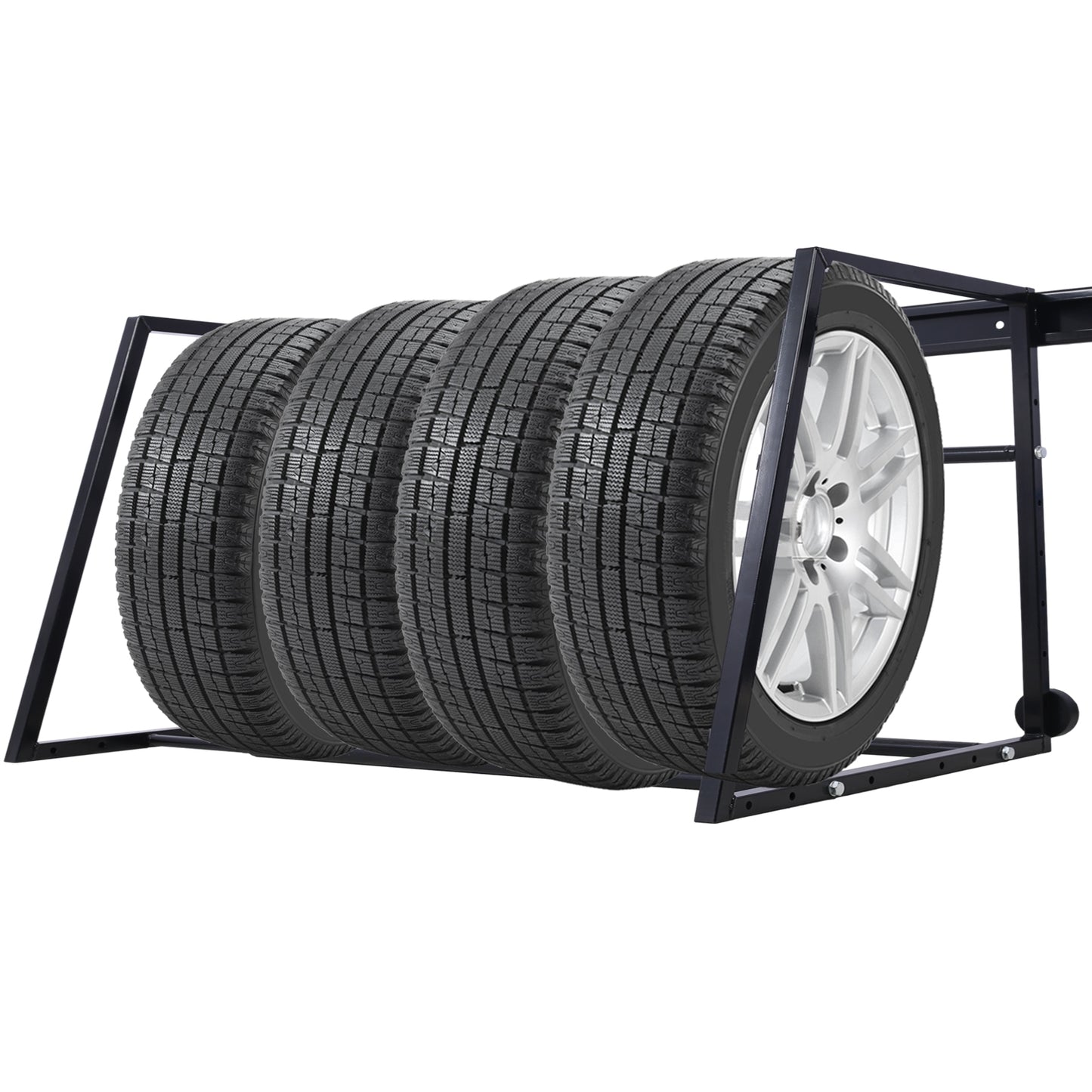 Heavy Duty Adjustable Garage Wall Multi-Tire Rack Storage, Black