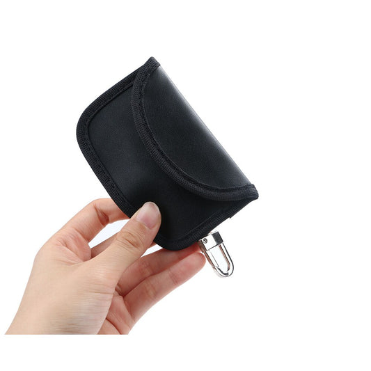 Black PU Car Key Case with Anti-Scan Protection
