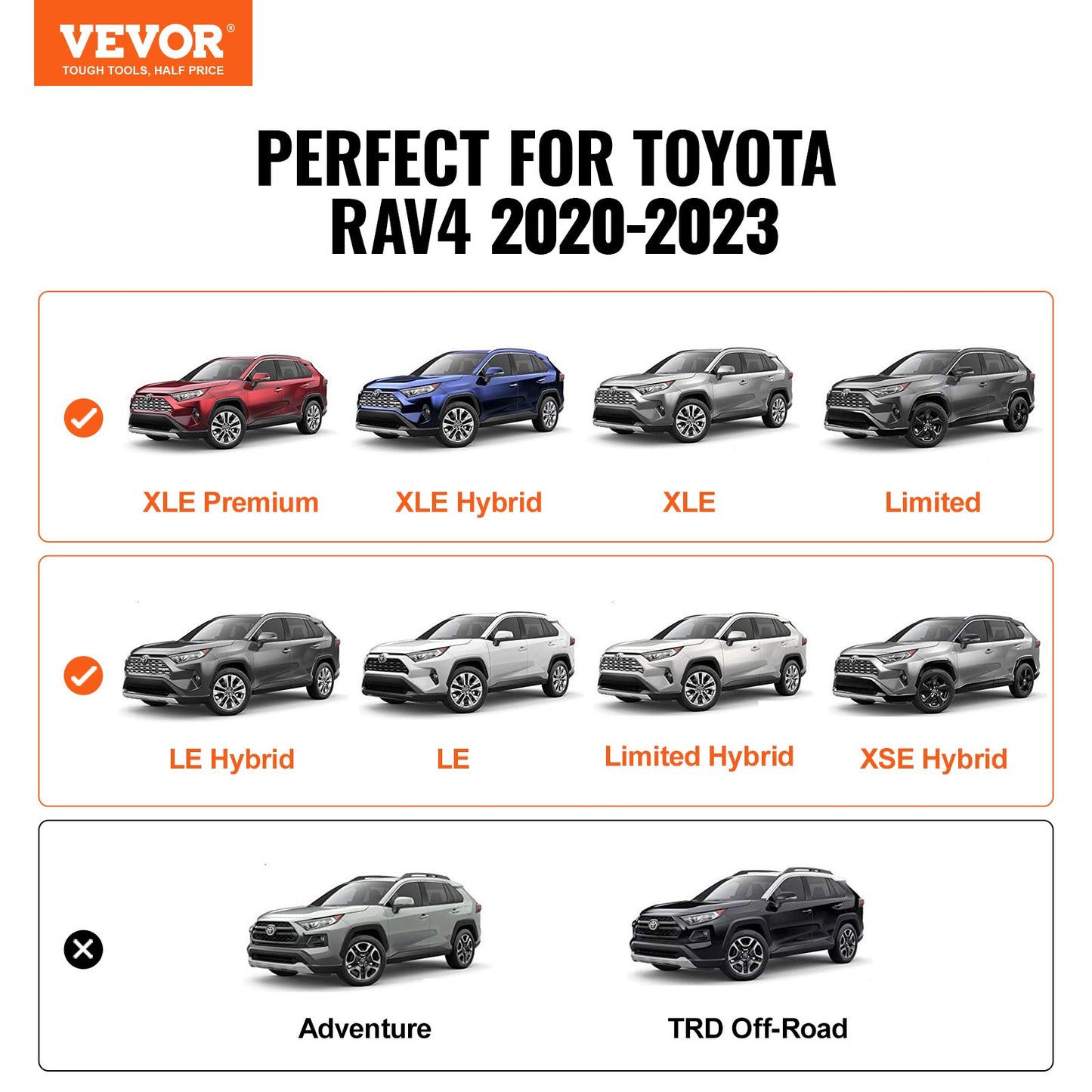 Roof Rack Cross Bars, Compatible With Toyota RAV4 2019-2023, 117.93 Kg Load Capacity, Aluminum Anti-Rust Crossbars With Locks, Rooftop Cargo Bag Luggage Carrier (Not Fit For Adventure/TRD Off-Road)