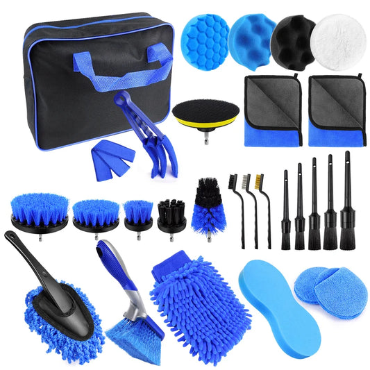 Car detailing brush and polishing pad kit