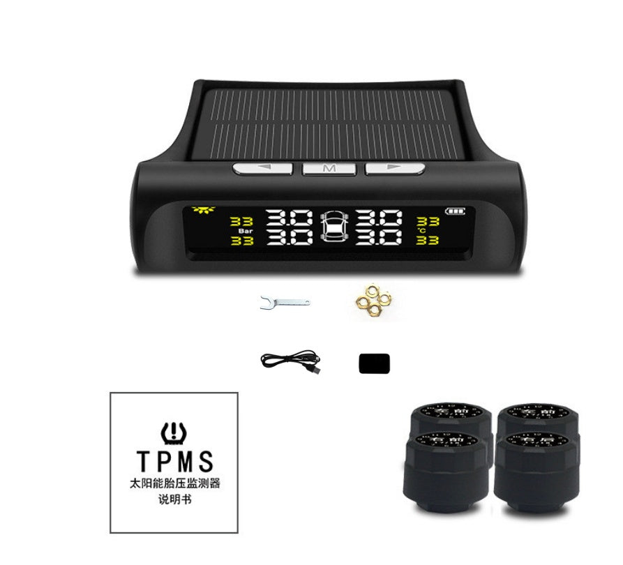 Solar Tyre Pressure Monitoring System – Wireless TPMS - Black / External