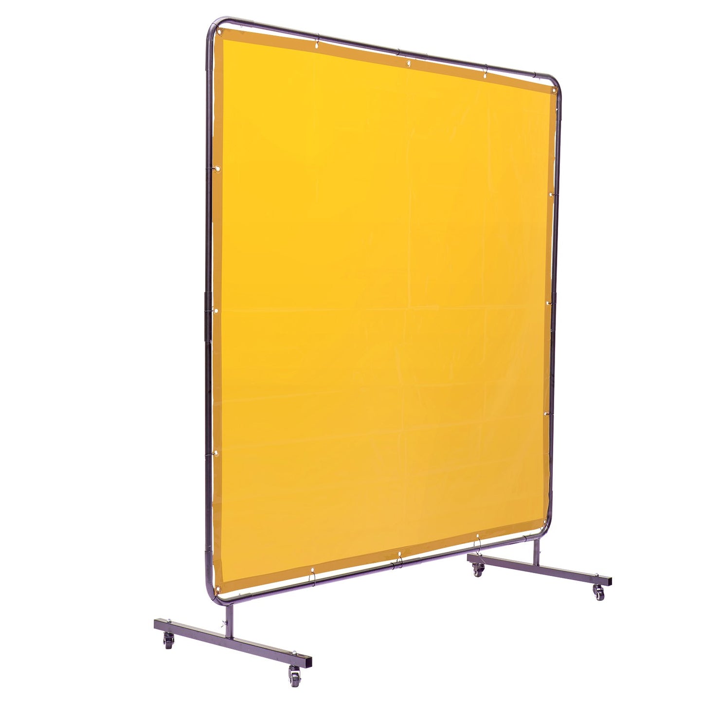 Welding Screen With Frame, 6 Feet By 6 Feet Weldin Curtain Screen, Flame-Resistant Vinyl Welding Protection Screen On 4 Swivel Wheel,2 Lockable, Moveable & Professional For Workshop,Industrial, Yellow