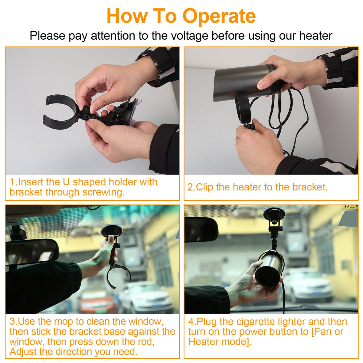 1Pc 12V 150W Or 24V 216W Portable Car Heater 2 In 1 Heating Cooling Fan Rotatable Demister Defroster With 4.92ft Cord