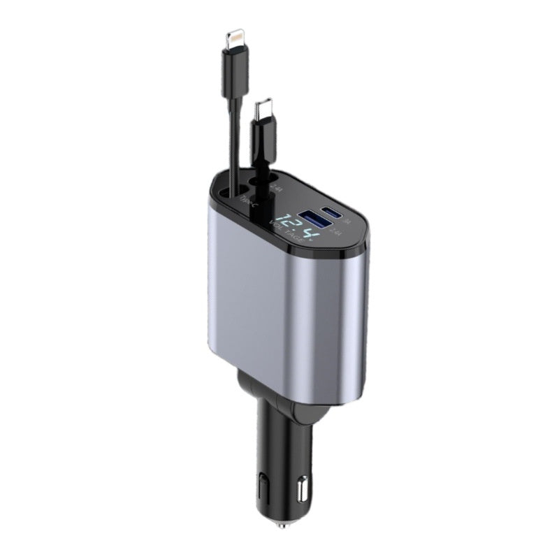 Retractable 4-in-1 Car Charger 120W – Built-in USB-C Cables - image 3